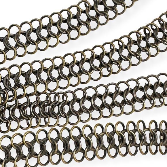 Vintage Oxidized Brass Long Chainmail Chain Necklace, Unisex - Picture 6 of 8